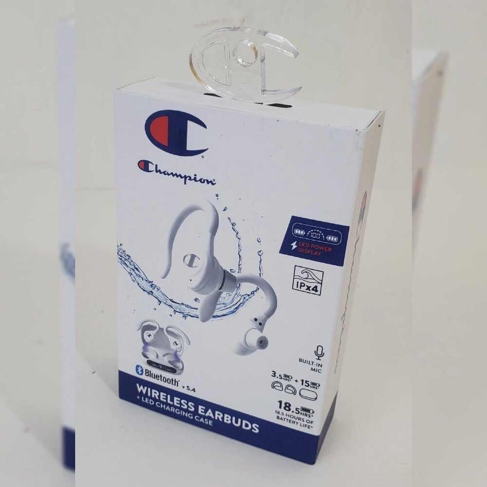 CHAMPION WIRELESS EARBUDS LED CHARGING CASEBLUETOOTH 5.4 BATERY LIFE 18.5 HOURS